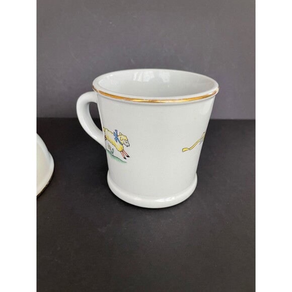 Vintage Buffalo Pottery Heirloom China Childs Mug & Bowl Mary Had a Little Lamb - Picture 5 of 12